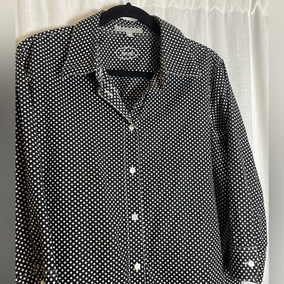 Foxcroft 100% Cotton Black and White Polka Dot Button Down Size XL Womens - Picture 4 of 7